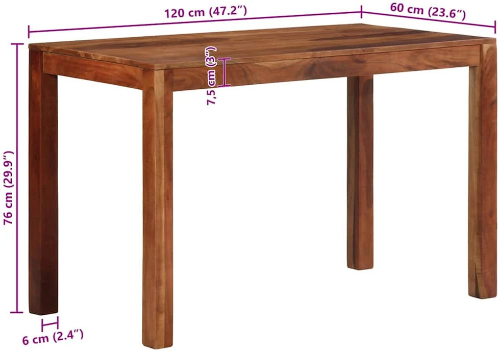 Valgomojo stalas 120x60x76 cm Akacijos masyvo