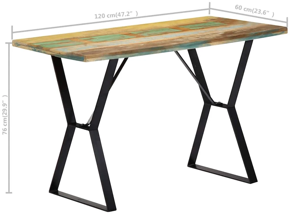 Valgomojo stalas, 120x60x76 cm, perdirbtos medienos masyvas