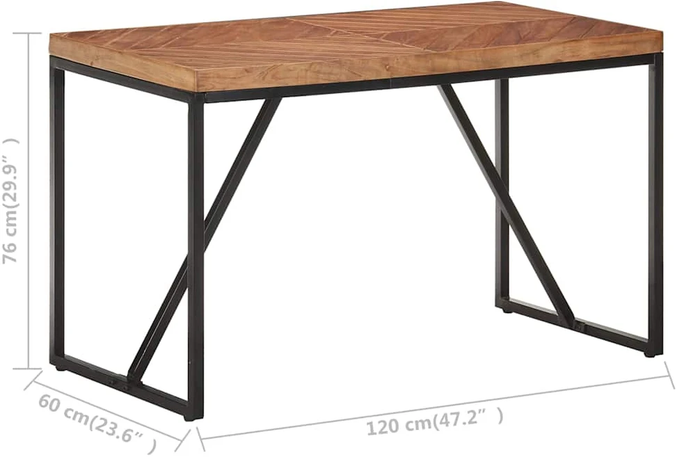 Valgomojo stalas, 120x60x76cm, akacija ir mango mediena