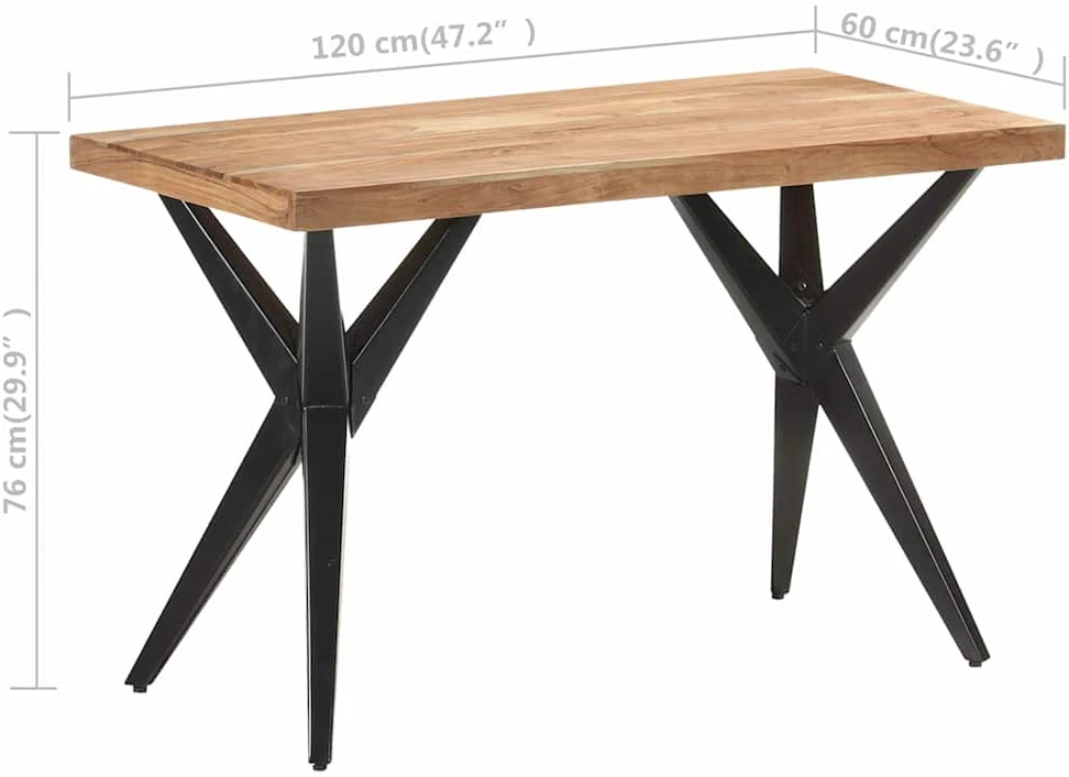 Valgomojo stalas, 120x60x76cm, akacijos medienos masyvas
