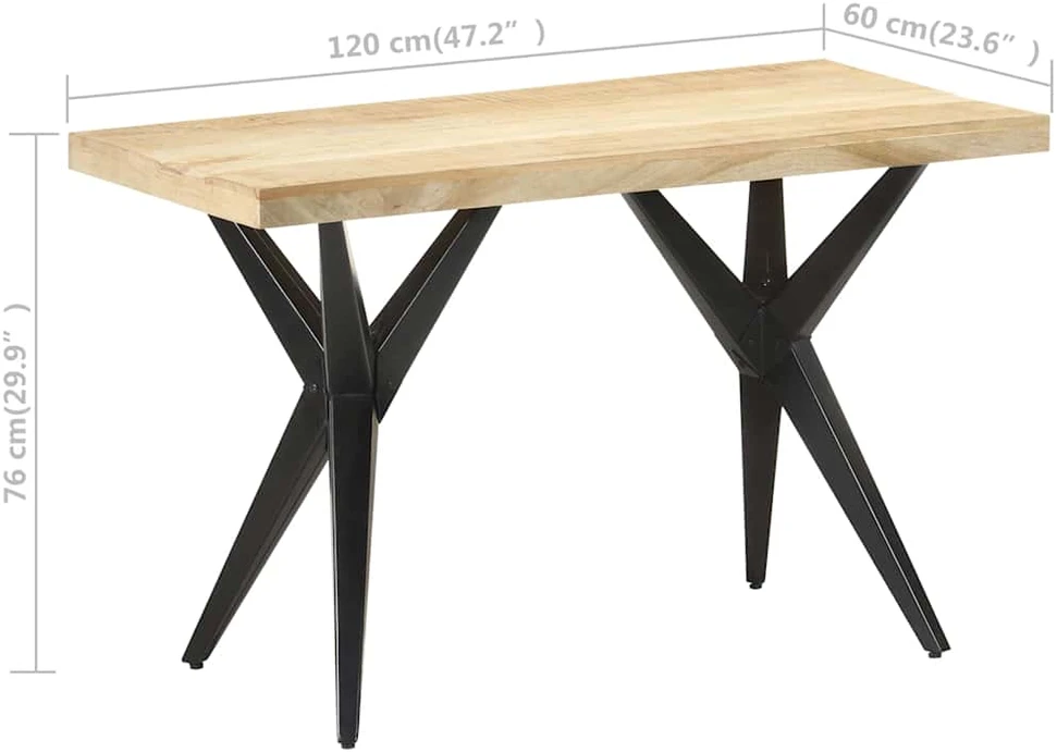 Valgomojo stalas, 120x60x76cm, mango medienos masyvas