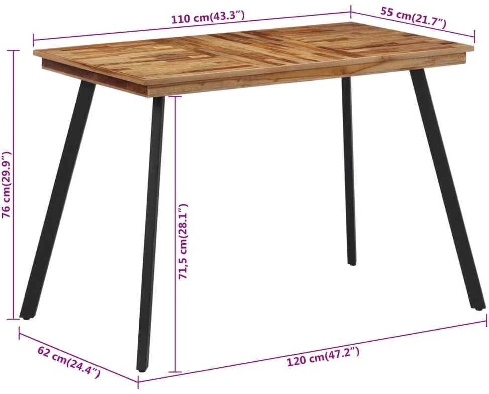 Valgomojo stalas, 120x62x76cm, tikmedžio medienos masyvas