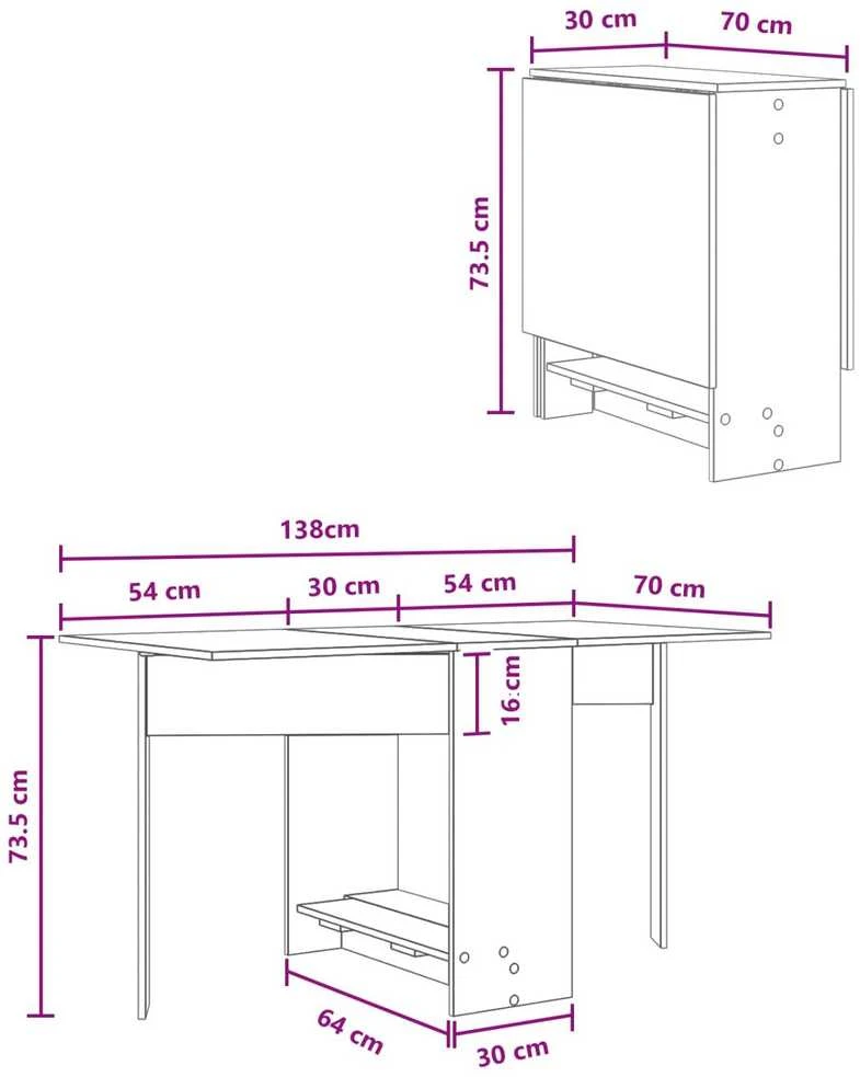 Valgomojo stalas 138 x 70 x 73,5 cm Apdirbta mediena