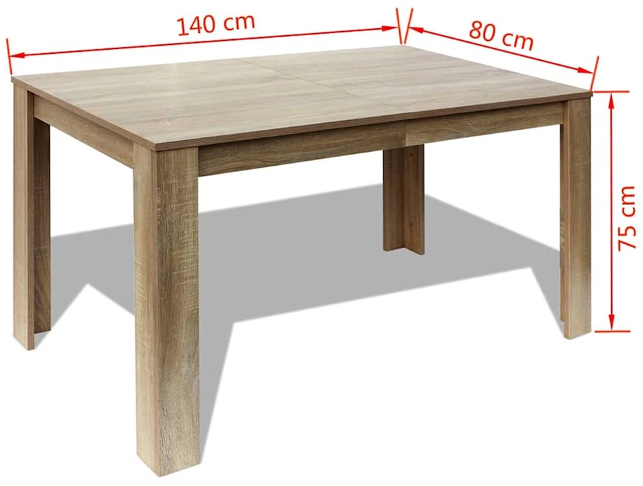 Valgomojo stalas, 140 x 80 x 75 cm, ąžuolo spalvos