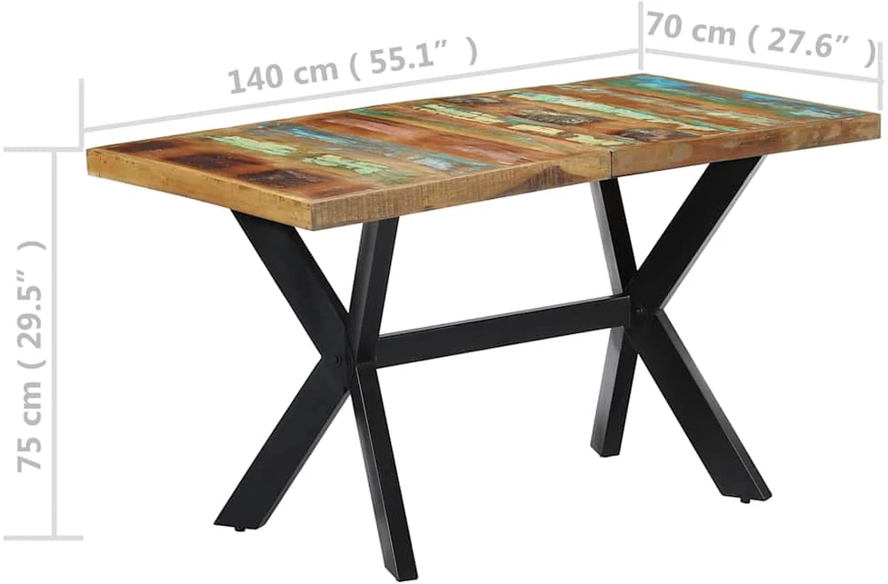 Valgomojo stalas, 140x70x75cm, perdirbtos medienos masyvas