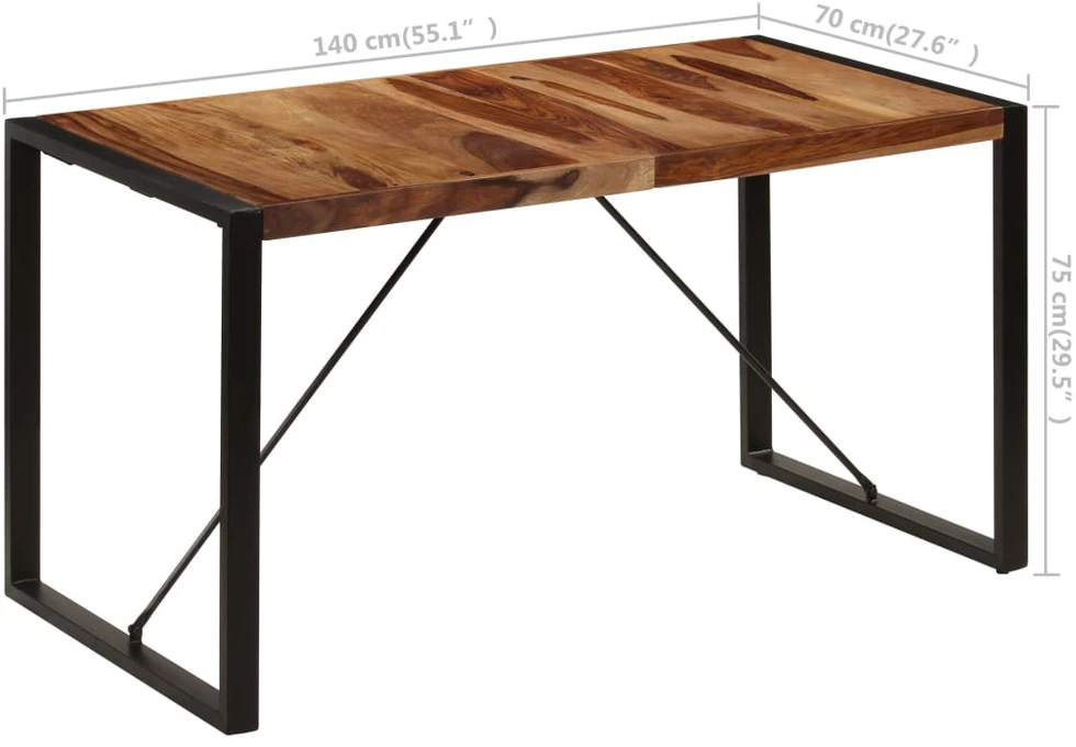 Valgomojo stalas, 140x70x75cm, rausv. dalb. medienos masyvas