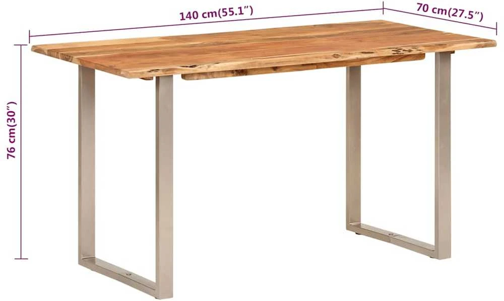 Valgomojo stalas, 140x70x76cm, akacijos medienos masyvas