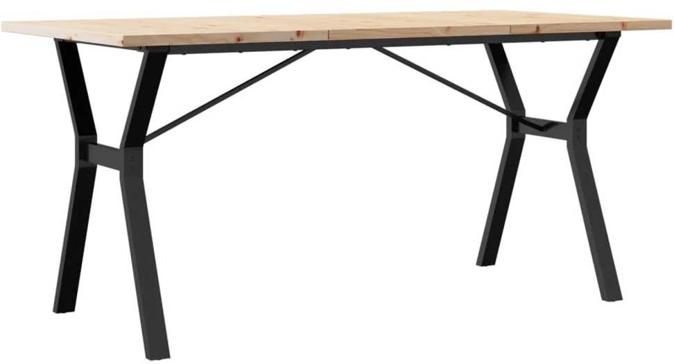 Valgomojo stalas, 140x80x75,5cm, pušis ir ketus, Y formos rėmas