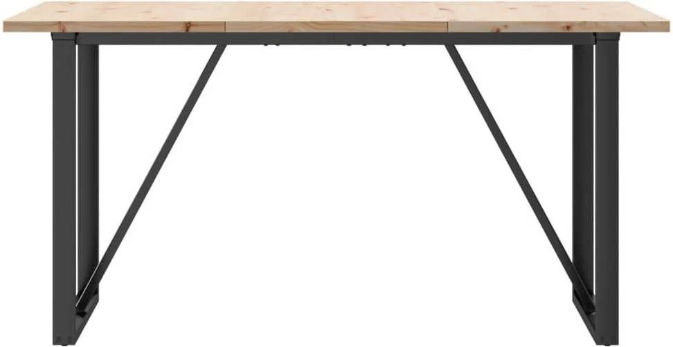 Valgomojo stalas, 140x80x75,5cm, pušis ir plieno, O formos rėmas