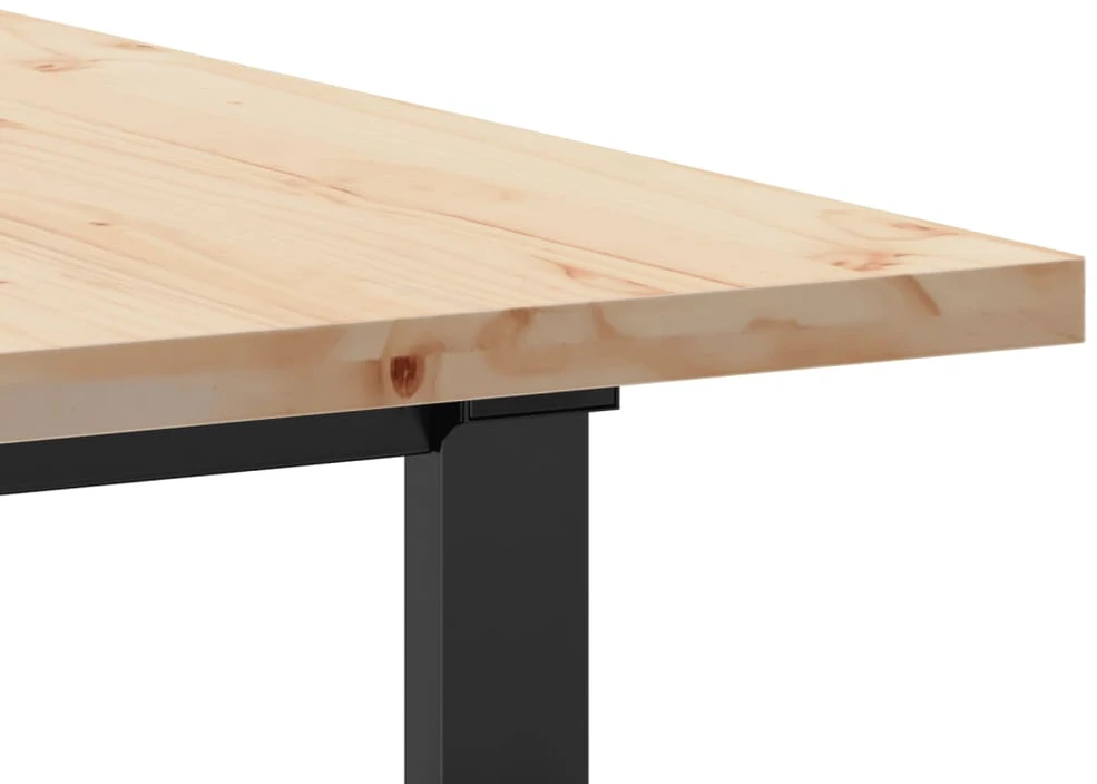 Valgomojo stalas, 140x80x75,5cm, pušis ir plieno, O formos rėmas