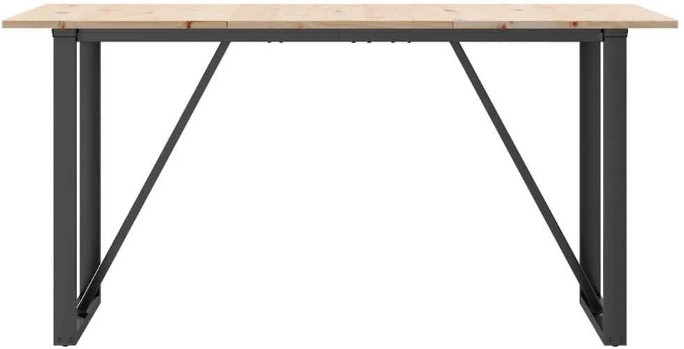 Valgomojo stalas, 140x80x75cm, pušis ir ketus, O formos rėmas