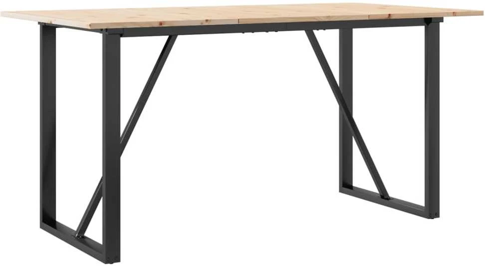 Valgomojo stalas, 140x80x75cm, pušis ir ketus, O formos rėmas