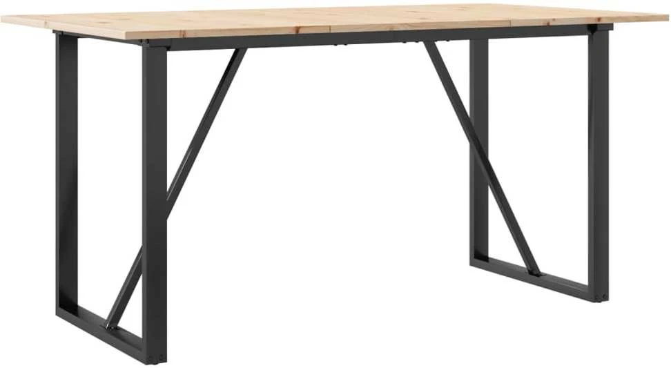 Valgomojo stalas, 140x80x75cm, pušis ir ketus, O formos rėmas