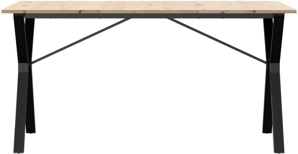 Valgomojo stalas, 140x80x75cm, pušis ir plieno, Y formos rėmas