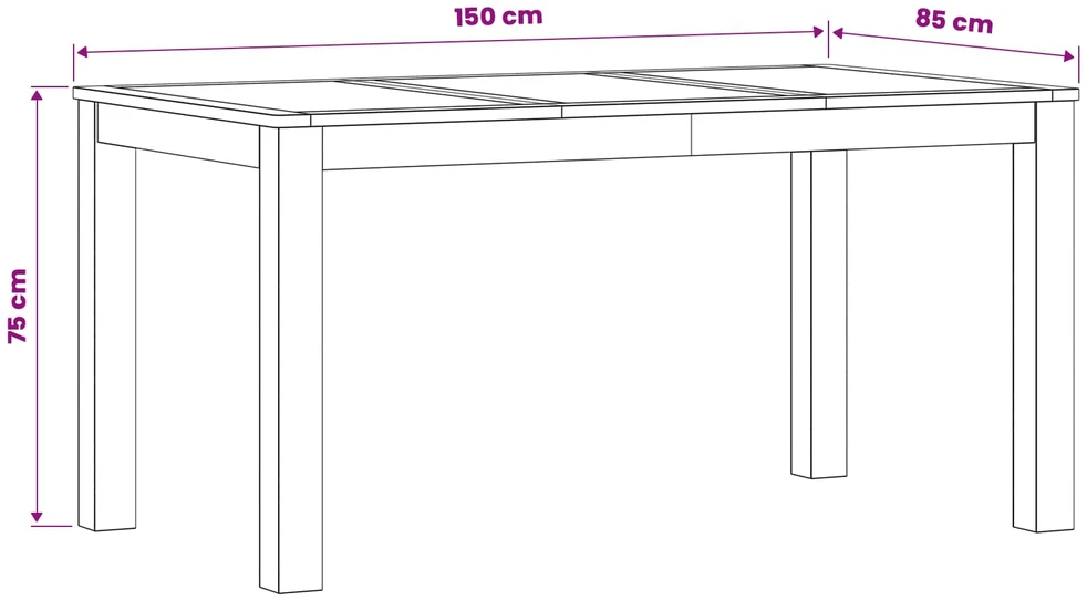 Valgomojo stalas 150 x 85 x 75 cm Kietas ąžuolo medis Natūrali