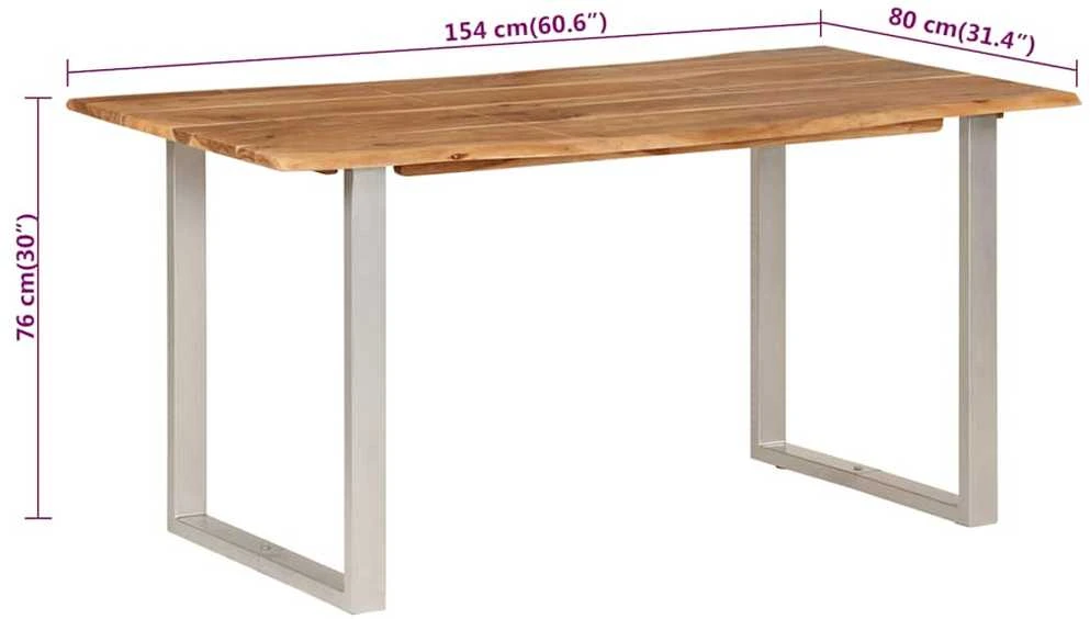 Valgomojo stalas, 154x80x76cm, akacijos medienos masyvas