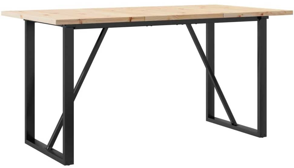 Valgomojo stalas, 160x80x75,5cm, pušis ir plieno, O formos rėmas