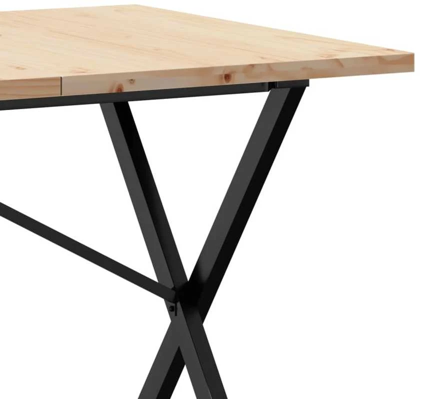Valgomojo stalas, 160x80x75,5cm, pušis ir ketus, X formos rėmas