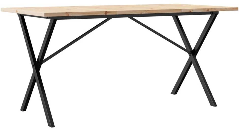 Valgomojo stalas, 160x80x75,5cm, pušis ir ketus, X formos rėmas