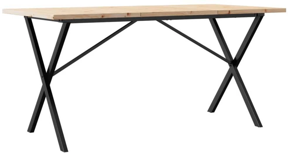 Valgomojo stalas, 160x80x75,5cm, pušis ir ketus, X formos rėmas