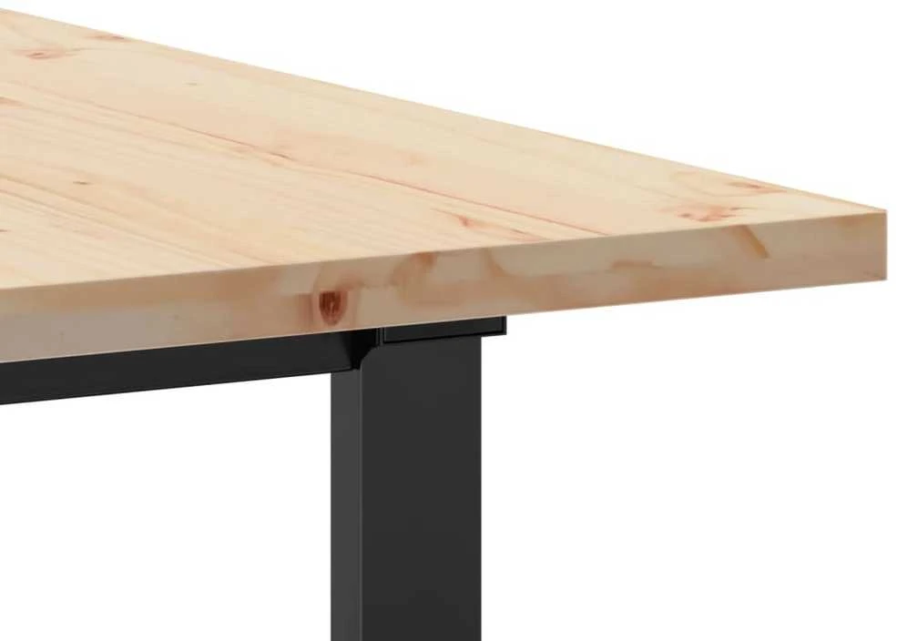 Valgomojo stalas, 160x80x75,5cm, pušis ir plieno, O formos rėmas