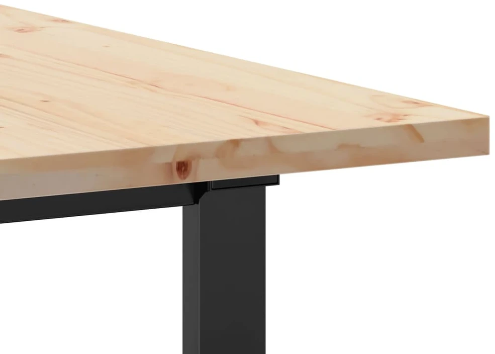 Valgomojo stalas, 160x80x75,5cm, pušis ir plieno, O formos rėmas