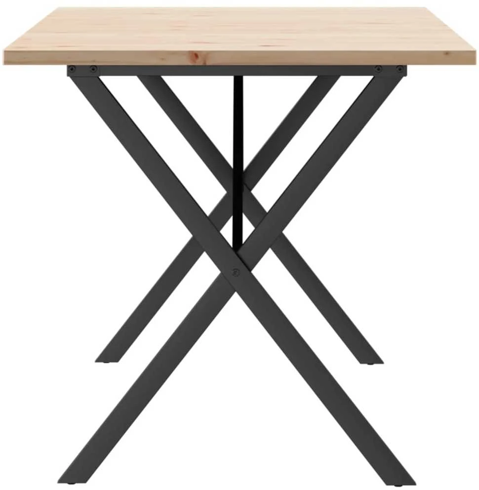 Valgomojo stalas, 160x80x75,5cm, pušis ir ketus, X formos rėmas