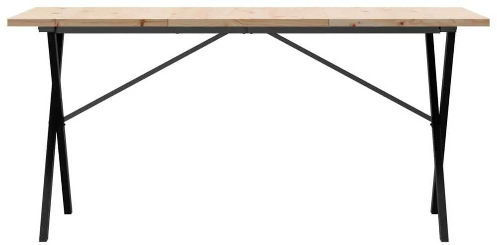 Valgomojo stalas, 160x80x75,5cm, pušis ir ketus, X formos rėmas