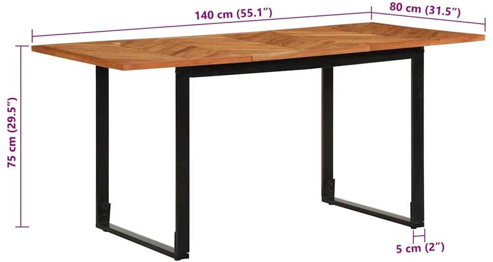 Valgomojo stalas, 160x80x75cm, akacijos medienos masyvas