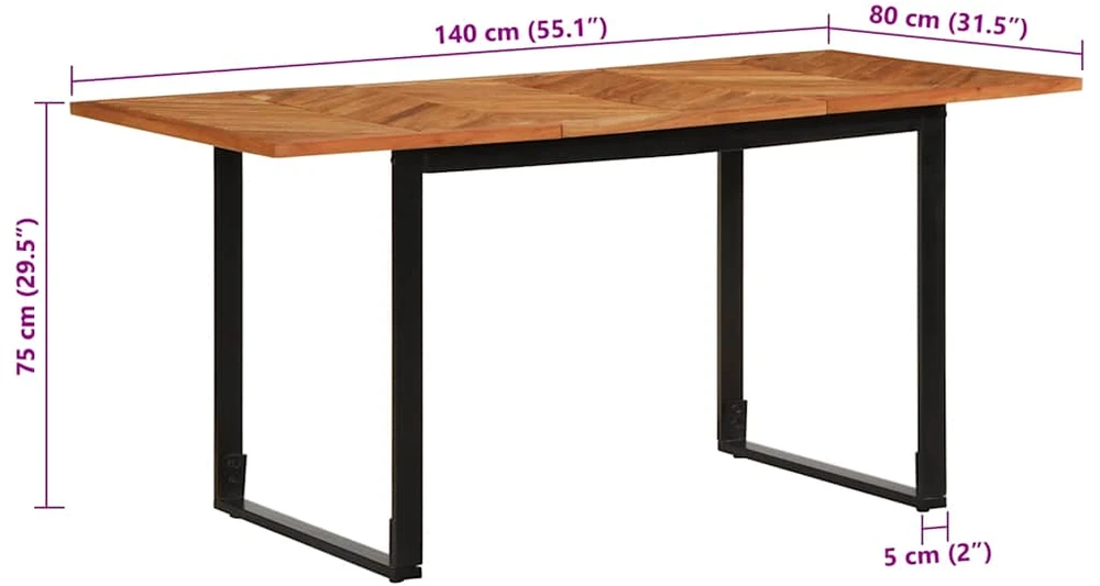 Valgomojo stalas, 160x80x75cm, akacijos medienos masyvas