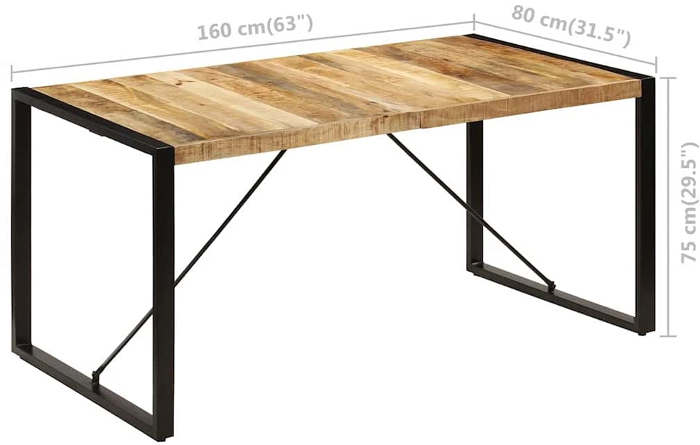 Valgomojo stalas, 160x80x75cm, mango medienos masyvas