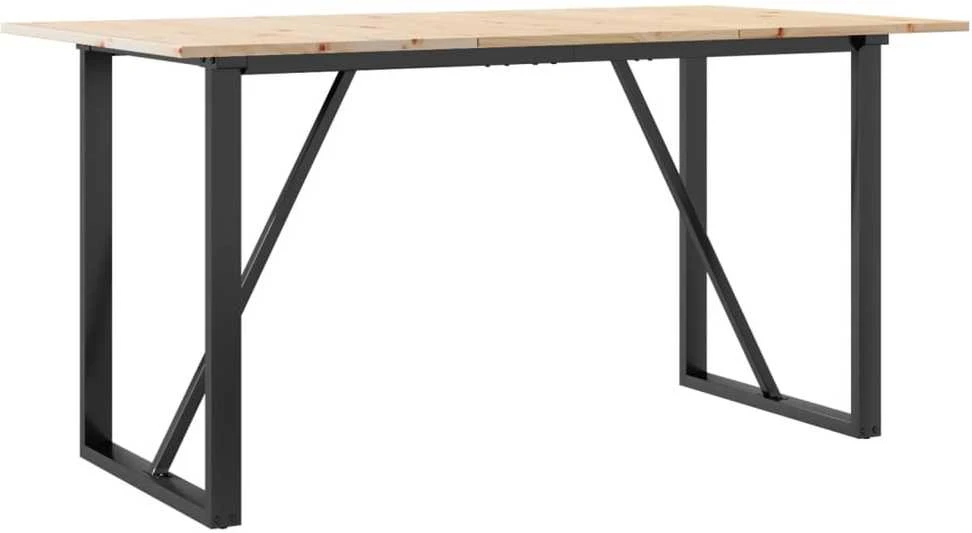 Valgomojo stalas, 160x80x75cm, pušis ir ketus, O formos rėmas