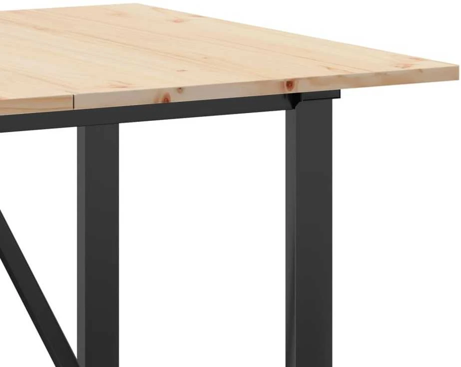 Valgomojo stalas, 160x80x75cm, pušis ir ketus, O formos rėmas