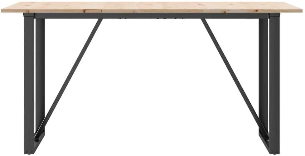 Valgomojo stalas, 160x80x75cm, pušis ir ketus, O formos rėmas