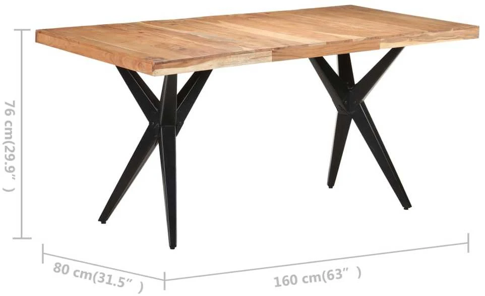 Valgomojo stalas, 160x80x76cm, akacijos medienos masyvas