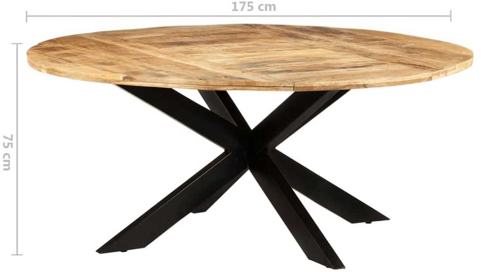 Valgomojo stalas, 175x75cm, neapdorota mango mediena