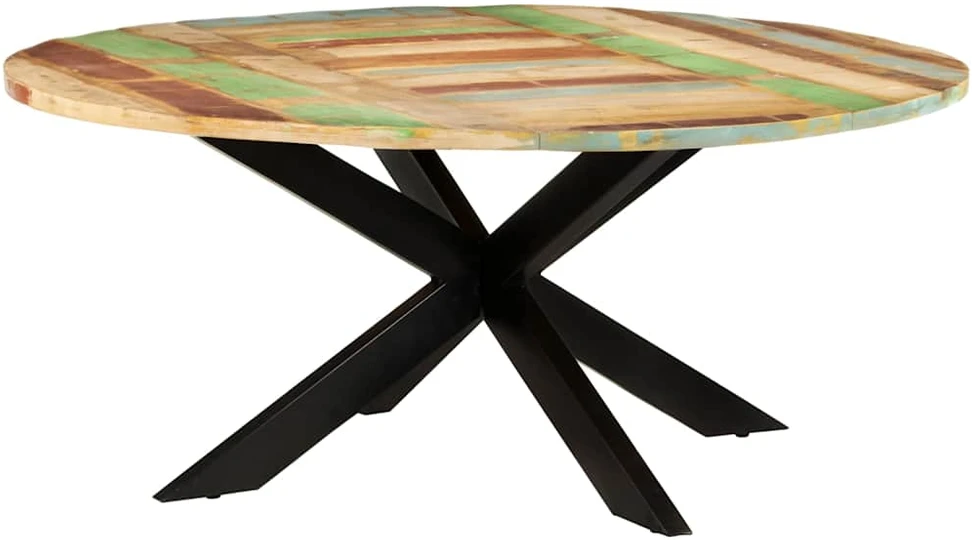 Valgomojo stalas, 175x75cm, perdirbta mediena, apskritas