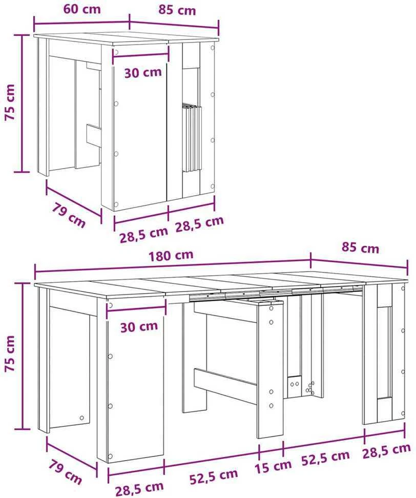 Valgomojo stalas Artisano ąžuolo 180 x 85 x 75 cm