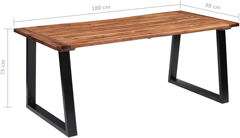 Valgomojo stalas, 180x90cm, akacijos medienos masyvas