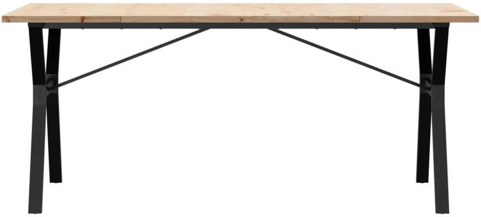 Valgomojo stalas, 180x90x75,5cm, pušis ir plieno, Y formos rėmas