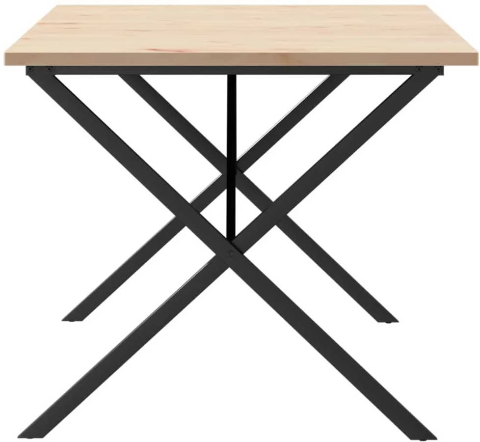 Valgomojo stalas, 180x90x75,5cm, pušis ir ketus, X formos rėmas