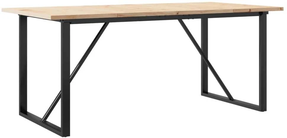 Valgomojo stalas, 180x90x75,5cm, pušis ir ketus, O formos rėmas