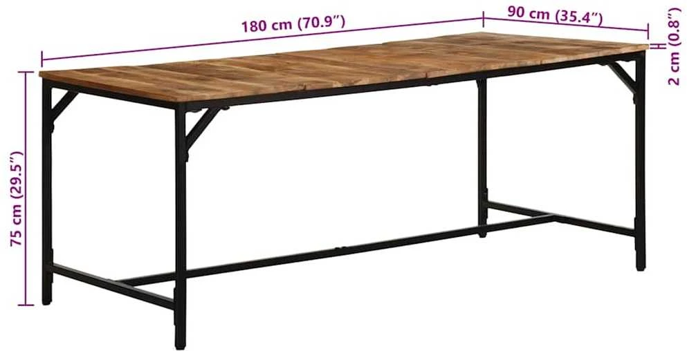 Valgomojo stalas, 180x90x75cm, mango medienos masyvas