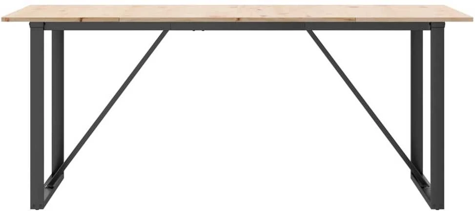 Valgomojo stalas, 180x90x75cm, pušis ir plieno, O formos rėmas