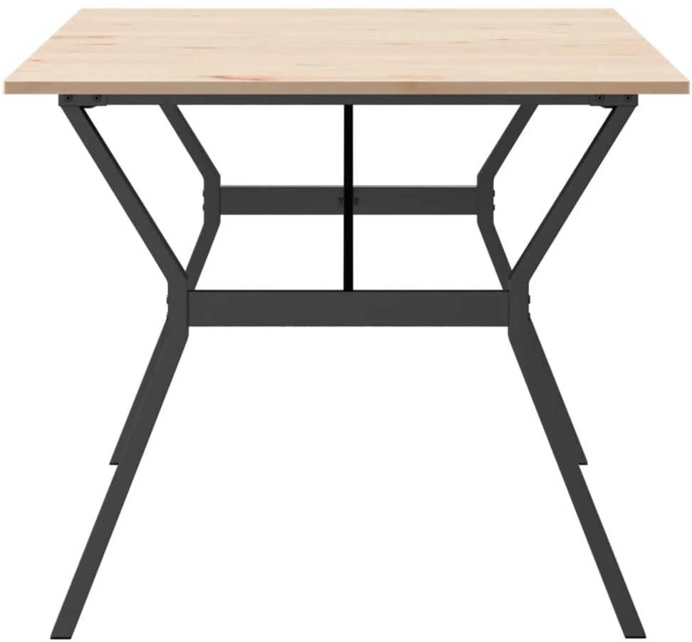Valgomojo stalas, 180x90x75cm, pušis ir plieno, Y formos rėmas