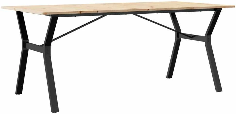 Valgomojo stalas, 180x90x75cm, pušis ir plieno, Y formos rėmas