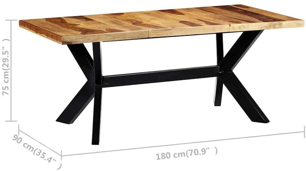Valgomojo stalas, 180x90x75cm, rausv. dalberg. medienos masyvas