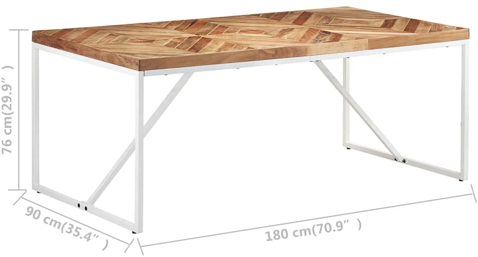 Valgomojo stalas, 180x90x76cm, akacija ir mango mediena