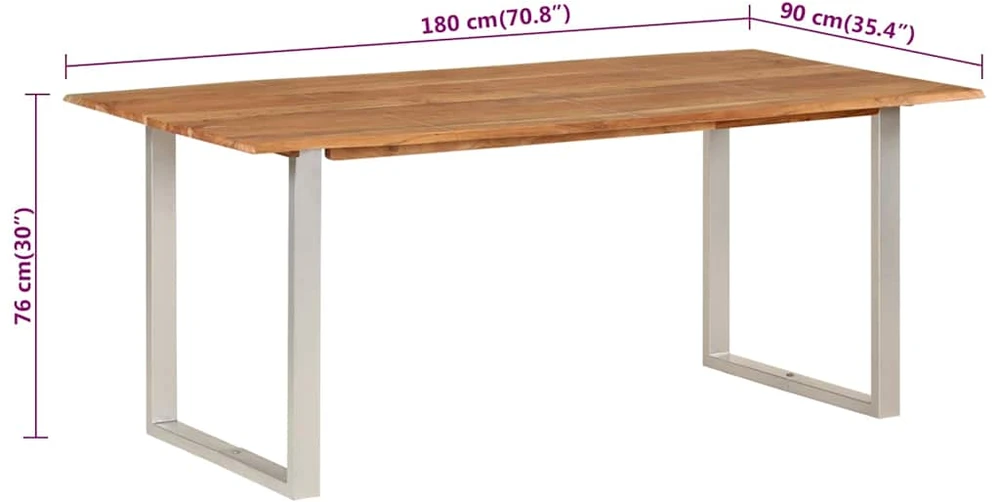 Valgomojo stalas, 180x90x76cm, akacijos medienos masyvas