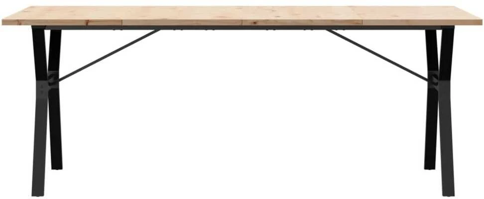Valgomojo stalas, 200x100x75,5cm, pušis ir plieno, Y formos